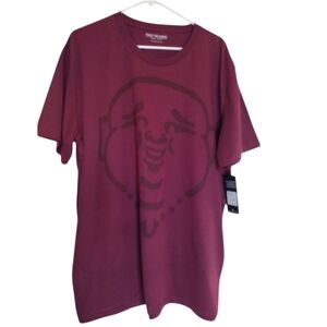 True Religion Men's XXL Maroon Budha Graphic Tee Short Sleeves Crew Neck Relaxed